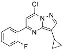 7-chloro-3-cyclopropyl-5-(2-fluorophenyl)pyrazolo[1,5-a]pyrimidine Struktur