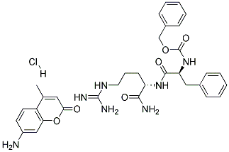 7-AMINO-4-METHYLCOUMARINE CBZ-L-PHENYLALANYL-L-ARGININE AMIDE HYDROCHLORIDE Struktur