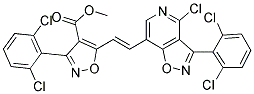 Methyl 5-(2-(4-chloro-3-(2,6-dichlorophenyl)isoxazolo[4,5-c]pyridin-7-yl)vinyl)-3-(2,6-dichlorophenyl)-4-isoxazolecarboxylate Struktur