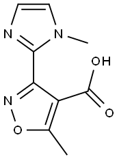 5-methyl-3-(1-methyl-1H-imidazol-2-yl)isoxazole-4-carboxylic acid Struktur