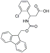 3-(2-chlorophenyl)-3-{[(9H-fluoren-9-ylmethoxy)carbonyl]amino}propanoic acid Struktur