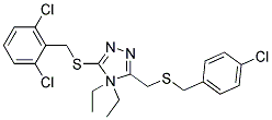 3-(((4-Chlorobenzyl)sulfanyl)methyl)-4-ethyl-5-((2,6-dichlorobenzyl)sulfanyl)-4-ethyl-4H-1,2,4-triazole Struktur