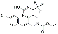 8-(E)-p-Chlorobenzylidene-6-ethoxycarbonyl-5,6,7,8-tetrahydro-2-hydroxy-4-(trifluoromethyl)pyrido-[4,3-d]-pyrimidine Struktur