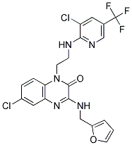 6-Chloro-1-(2-((3-chloro-5-(trifluoromethyl)-2-pyridinyl)amino)ethyl)-3-((2-furylmethyl)amino)-2(1H)-quinoxalinone Struktur