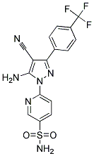 6-[5-amino-4-cyano-3-[4-(trifluoromethyl)phenyl]-1H-pyrazol-1-yl]pyridine-3-sulfonamide Struktur