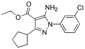 ethyl 5-amino-1-(3-chlorophenyl)-3-cyclopentyl-1H-pyrazole-4-carboxylate Struktur