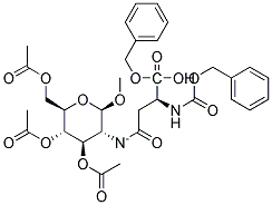 METHYL3,4,6-TRI-O-ACETYL-N-(1-BENZYLOXY-N-BENZYLOXYCARBONYL-B-L-ASPARTYL)-B-D-GLUCOSAMINIDE Struktur