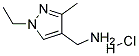 C-(1-Ethyl-3-methyl-1H-pyrazol-4-yl)-methylamineHydrochloride Struktur