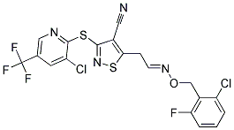 5-(2-(((2-Chloro-6-fluorobenzyl)oxy)imino)ethyl)-3-((3-chloro-5-(trifluoromethyl)-2-pyridinyl)sulfanyl)-4-isothiazolecarbonitrile Struktur