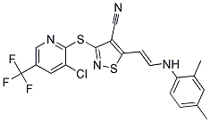 3-((3-Chloro-5-(trifluoromethyl)-2-pyridinyl)sulfanyl)-5-(2-(2,4-dimethylanilino)vinyl)-4-isothiazolecarbonitrile Struktur