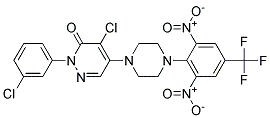 4-Chloro-2-(3-chlorophenyl)-5-(4-(2,6-dinitro-4-(trifluoromethyl)phenyl)piperazino)-3(2H)-pyridazinone Struktur