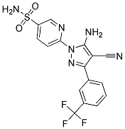 6-[5-amino-4-cyano-3-[3-(trifluoromethyl)phenyl]-1H-pyrazol-1-yl]pyridine-3-sulfonamide Struktur