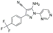 5-amino-3-[4-(trifluoromethyl)phenyl]-1-pyrimidin-4-yl-1H-pyrazole-4-carbonitrile Struktur