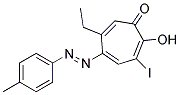 6-ETHYL-2-HYDROXY-3-IODO-5-(P-TOLYLAZO)-2,4,6-CYCLOHEPTATRIEN-1-ONE Struktur