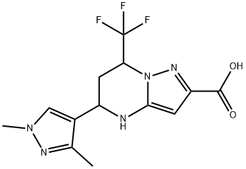 5-(1,3-Dimethyl-1H-pyrazol-4-yl)-7-trifluoromethyl-4,5,6,7-tetrahydro-pyrazolo[1,5-a]pyrimidine-2-carboxylicacid Struktur