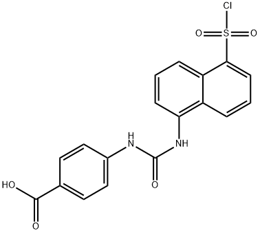 4-[3-(5-Chlorosulfonyl-napthalen-1-yl)-ureido]-benzoicacid Struktur