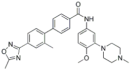 N-[4-Methoxy-3-(4-methylpiperazin-1-yl)-phenyl]-4-[2-methyl-4-(5-methyl-1,2,4-oxadiazol-3-yl)phenyl]benzamide Struktur