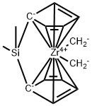 Dimethyl(dimethylbis(cyclopentadienyl)silyl)zirconium Struktur