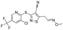 3-((3-Chloro-5-(trifluoromethyl)-2-pyridinyl)sulfanyl)-5-(2-(methoxyimino)ethyl)-4-isothiazolecarbonitrile Struktur