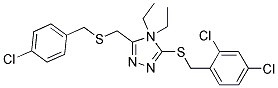 3-(((4-Chlorobenzyl)sulfanyl)methyl)-4-ethyl-5-((2,4-dichlorobenzyl)sulfanyl)-4-ethyl-4H-1,2,4-triazole Struktur