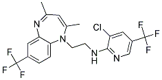 3-Chloro-N-(2-(2,4-dimethyl-7-(trifluoromethyl)-1H-1,5-benzodiazepin-1-yl)ethyl)-5-(trifluoromethyl)-2-pyridinamine Struktur