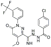 4-Chloro-N'-(imino(4-methoxy-6-oxo-1-(3-(trifluoromethyl)phenyl)-1,6-dihydro-3-pyridazinyl)methyl)benzenecarbohydrazide Struktur