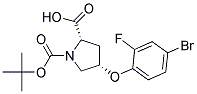 (2S,4S)-4-(4-bromo-2-fluorophenoxy)-1-(tert-butoxycarbonyl)pyrrolidine-2-carboxylic acid Struktur