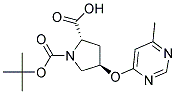 (2S,4R)-1-(tert-butoxycarbonyl)-4-[(6-methylpyrimidin-4-yl)oxy]pyrrolidine-2-carboxylic acid Struktur