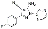 5-amino-3-(4-fluorophenyl)-1-pyrazin-2-yl-1H-pyrazole-4-carbonitrile Struktur