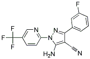 5-amino-3-(3-fluorophenyl)-1-[5-(trifluoromethyl)pyridin-2-yl]-1H-pyrazole-4-carbonitril Struktur