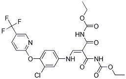 Ethyl N-(3-(3-chloro-4-((5-(trifluoromethyl)-2-pyridinyl)oxy)anilino)-2-(((ethoxycarbonyl)amino)carbonyl)acryloyl)carbamate Struktur