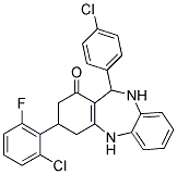 3-(2-Chloro-6-fluorophenyl)-11-(4-chlorophenyl)-2,3,4,5,10,11-hexahydro-1H-dibenzo(b,e)[1,4]diazepin-1-one Struktur