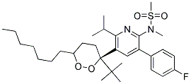 tert-Butyl-(+)-[(4-fluorophenyl)-6-isopropyl-2-(N-methyl-N-methylsulphonylamino)pyridine-5-yl]-(3R,5S)-dioxane-(E)-6-heptane Struktur