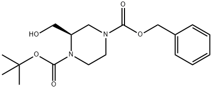 (R)-4-BOC-1-CBZ-2-HYDROXYMETHYLPIPERAZINE
 Struktur