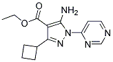 ethyl 5-amino-3-cyclobutyl-1-pyrimidin-4-yl-1H-pyrazole-4-carboxylate Struktur