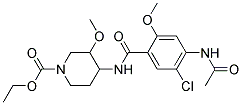 4-ACETAMIDO-5-CHLORO-N-{1-CARBETHOXY-3-METHOXY-4-PIPERIDYL}2-METHOXYBENZAMIDE Struktur