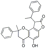 5-HYDROXY-2-METHYL-9-(A-METHYLBENZYL)-2-PHENYL-2,3-DIHYDROFURO(2,3-H)CHROMENE-4,8(9H)-DIONE Struktur