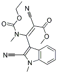 METHYL2-CYANO-3-(2-CYANO-1-METHYL-3-INDOLYL)-3-(ETHOXYCARBONYLMETHYLAMINO)ACRYLATE Struktur