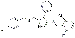 3-(((4-Chlorobenzyl)sulfanyl)methyl)-5-((2-chloro-6-fluorobenzyl)sulfanyl)-4-phenyl-4H-1,2,4-triazole Struktur