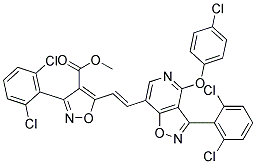 Methyl 5-(2-(4-(4-chlorophenoxy)-3-(2,6-dichlorophenyl)isoxazolo[4,5-c]pyridin-7-yl)vinyl)-3-(2,6-dichlorophenyl)-4-isoxazolecarboxylate Struktur