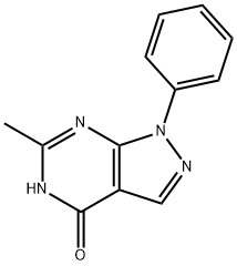 6-methyl-1-phenyl-1,5-dihydro-4H-pyrazolo[3,4-d]pyrimidin-4-one Struktur