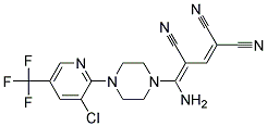 4-Amino-4-(4-(3-chloro-5-(trifluoromethyl)-2-pyridinyl)piperazino)-1,3-butadiene-1,1,3-tricarbonitrile Struktur