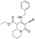 ETHYL2-BENZYLAMINO-3-CYANO-4-OXO-1,6,7,8,9,9A-HEXAHYDRO-4H-QUINOLIZINE-1-CARBOXYLATE Struktur