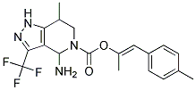 7-(E)-p-Dimethylaminobenzylidene-5-ethoxycarbonyl-4,5,6,7-tetrahydro-3-(trifluoromethyl)pyrazolo-[4,3-c]-pyridine Struktur