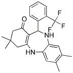 3,3,7,8-Tetramethyl-11-(2-(trifluoromethyl)phenyl)-2,3,4,5,10,11-hexahydro-1H-dibenzo(b,e)[1,4]diazepin-1-one Struktur