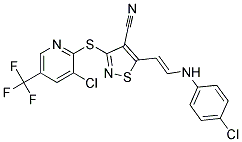 5-(2-(4-Chloroanilino)vinyl)-3-((3-chloro-5-(trifluoromethyl)-2-pyridinyl)sulfanyl)-4-isothiazolecarbonitrile Struktur