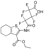 4-(N-(3-(Ethoxycarbonyl)(4,5,6,7-tetrahydrobenzo[b]thiophen-2-yl))carbamoyl)-2,2,3,3,4,4-hexafluorobutanoic acid Struktur