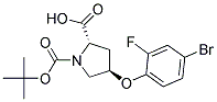 (2S,4R)-4-(4-bromo-2-fluorophenoxy)-1-(tert-butoxycarbonyl)pyrrolidine-2-carboxylic acid Struktur