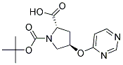 (2S,4R)-1-(tert-butoxycarbonyl)-4-(pyrimidin-4-yloxy)pyrrolidine-2-carboxylic acid Struktur