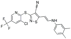 3-((3-Chloro-5-(trifluoromethyl)-2-pyridinyl)sulfanyl)-5-(2-(3,4-dimethylphenylamino)vinyl)-4-isothiazolecarbonitrile Struktur